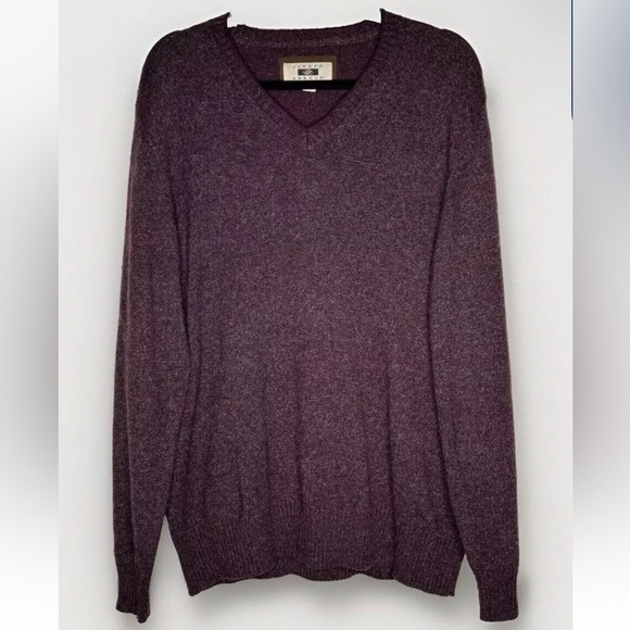 Wool Men’s XL V Crew Neck Pullover Sweater Plum Sweatshirt EUC Joseph Abboud - Picture 2 of 10